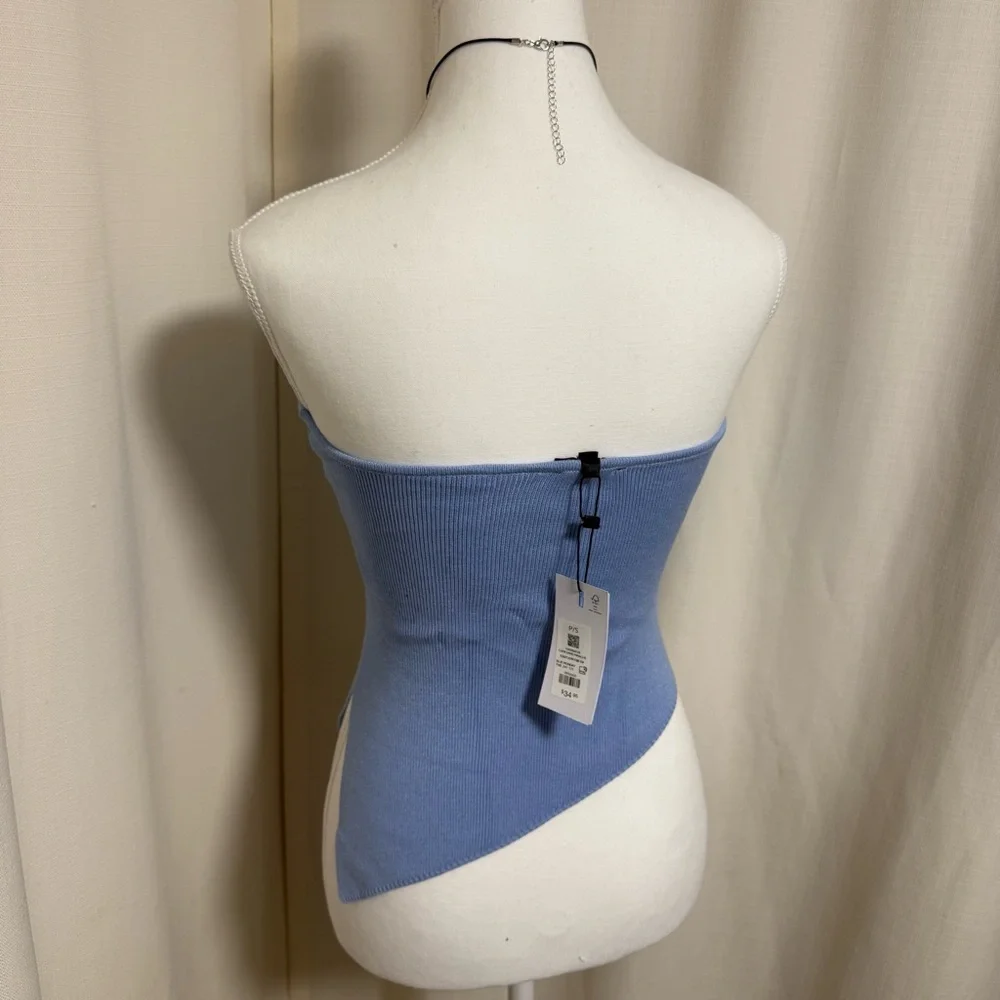 DYNAMITE Light blue Strapless knit Top - Picture 2 of 8